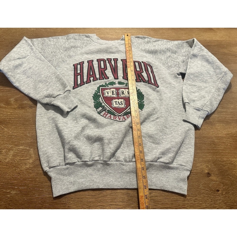 Vintage 90s Harvard University College Emblem Graphic Grey Crewneck Size XL - Picture 4 of 8